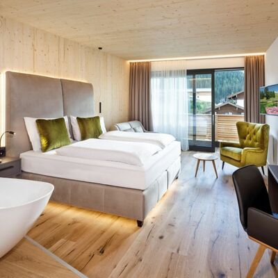 Schlafbereich der Junio Suite das Katschberg